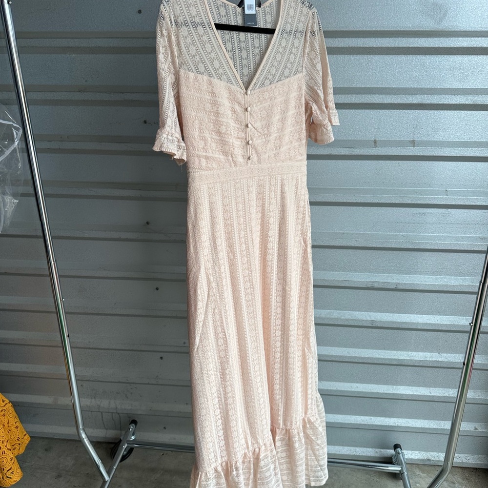 BCBGMaxAzria Cream Tiered Ruffled Sundress